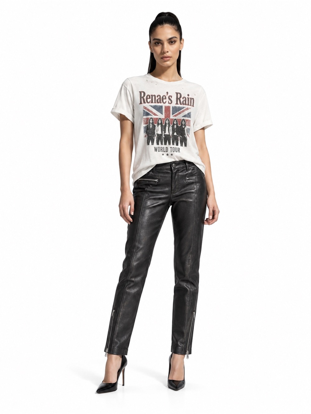 Sentaler 100% Leather Skinny Jeans | 8 | Black Designer Zip Ankle Luxe Pants